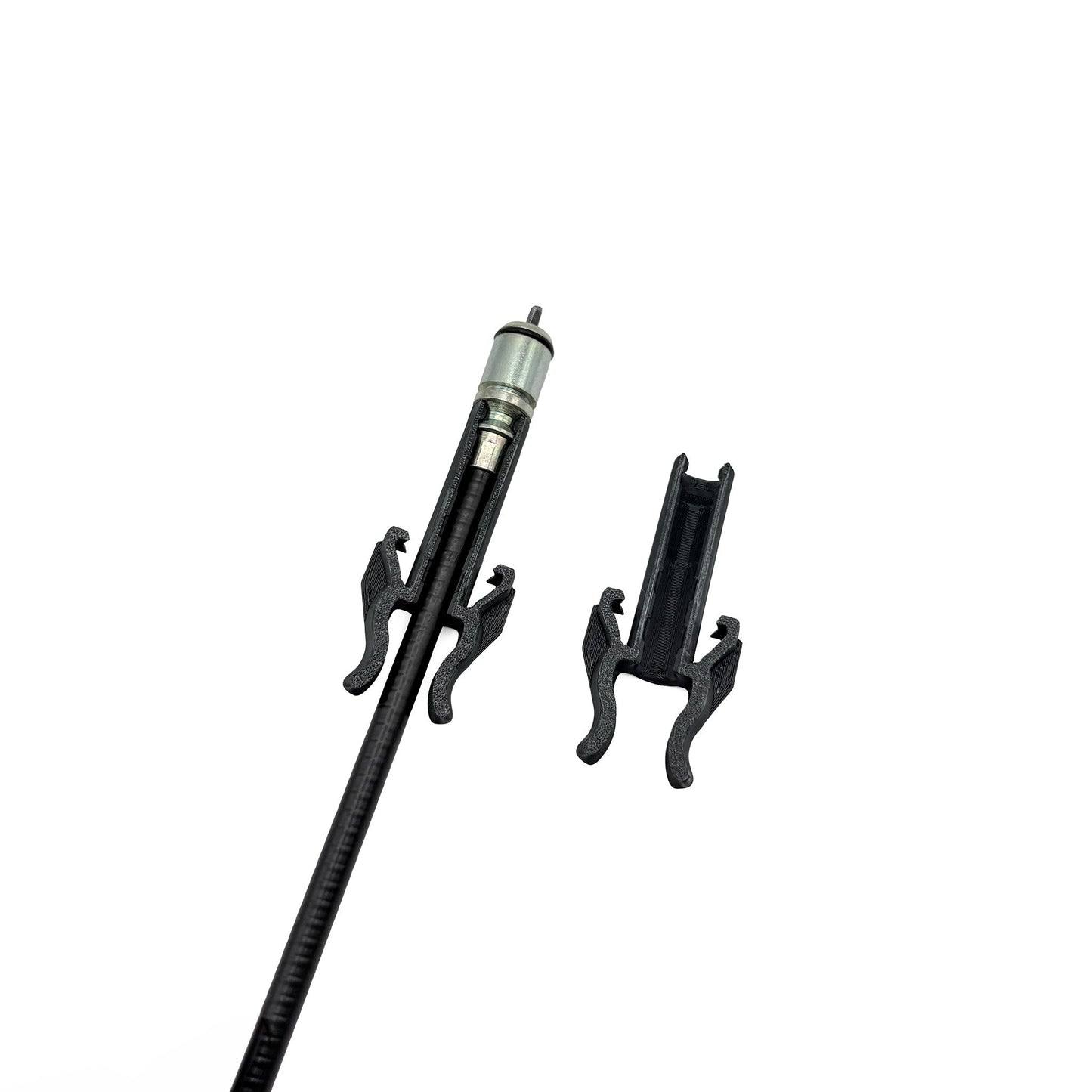Tachowelle mit eingeclipster Halteklammer und zweiter Klammer Renault / speedometer cable with fitted clip and spare clip ready to install