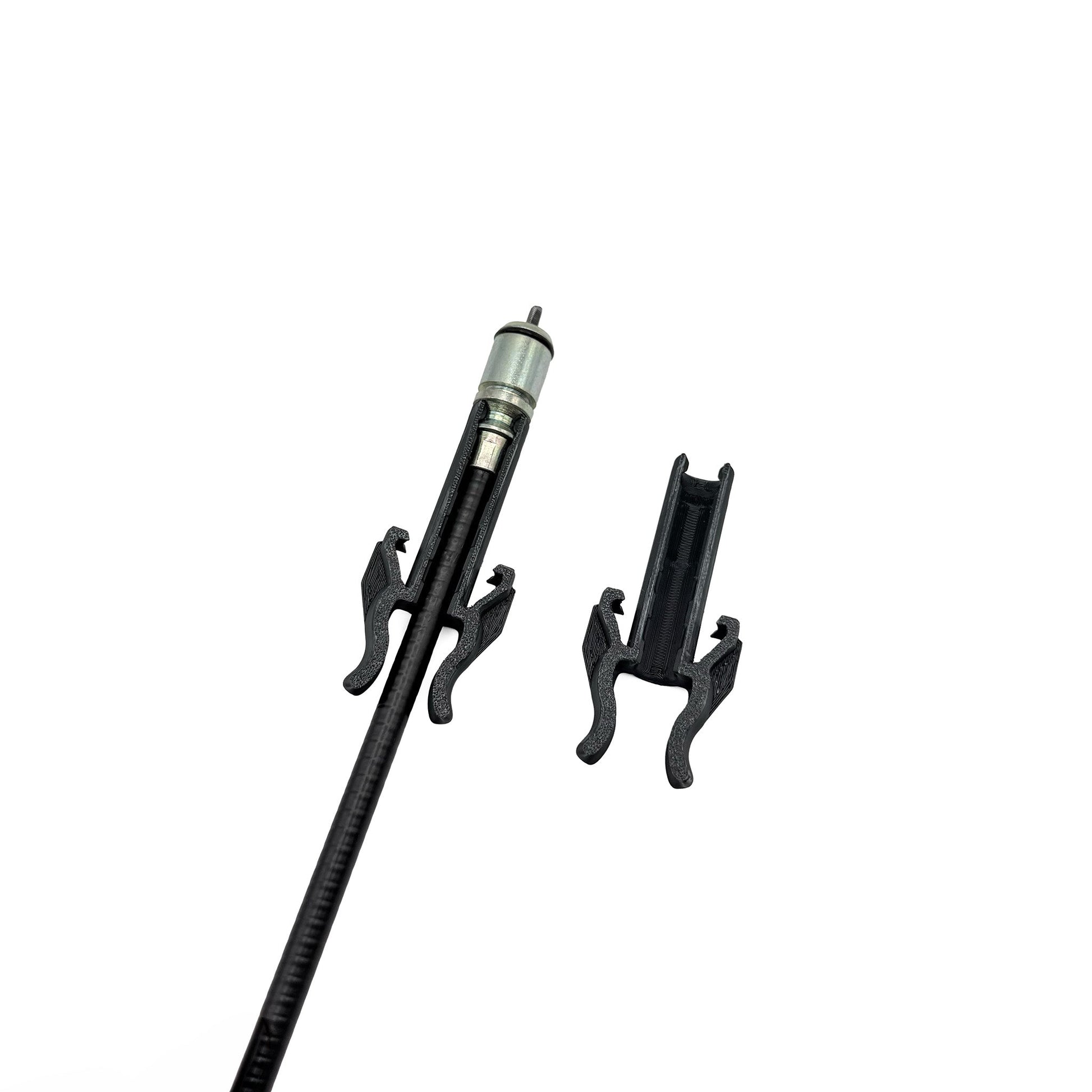 Tachowelle mit eingeclipster Halteklammer und zweiter Klammer Renault / speedometer cable with fitted clip and spare clip ready to install