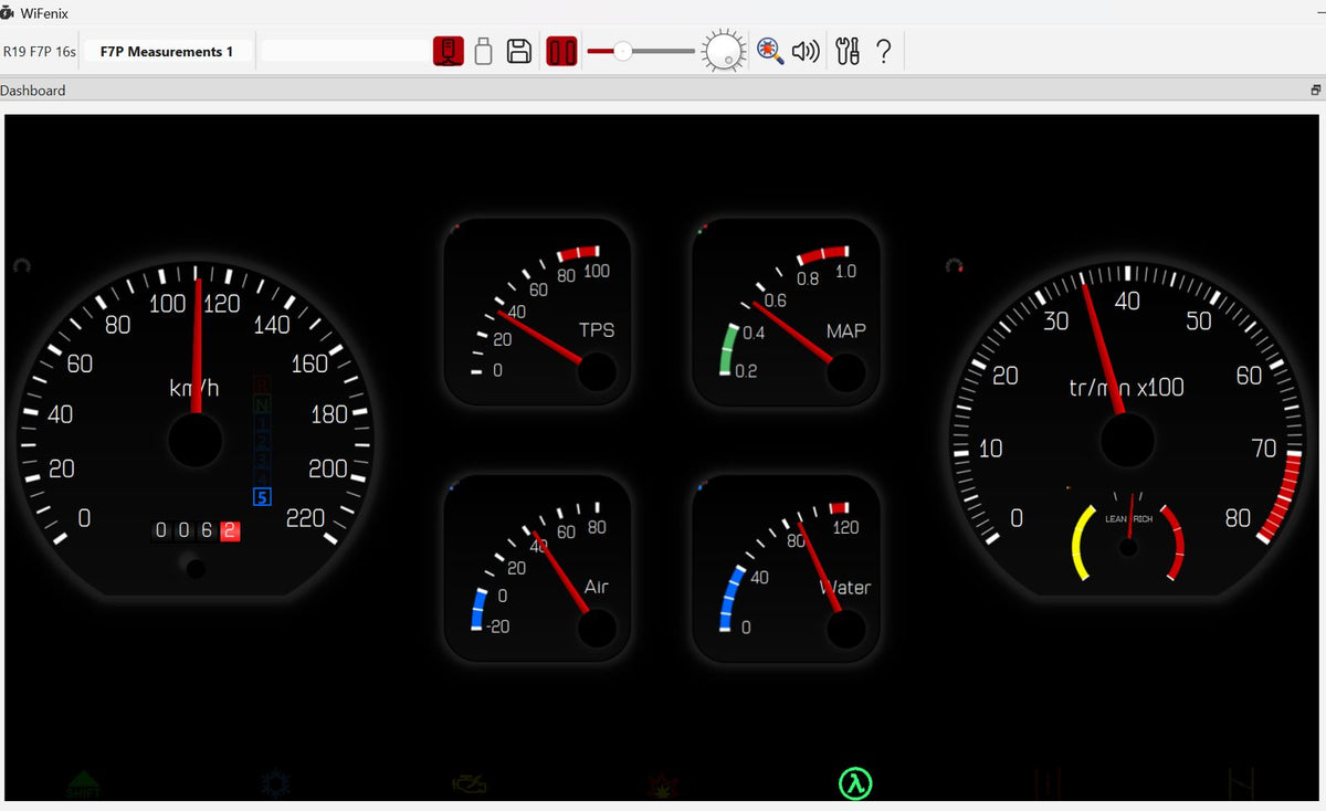 WiFENIX Software: digitales Cockpit mit analogen Rundinstrumenten