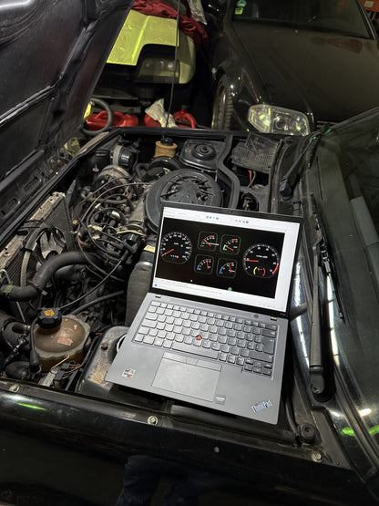 WiFENIX Live-Diagnose mit Laptop am Motorraum eines klassischen Renault